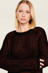 Robe courte lurex femme Raye noir/bronze vue de détail 2