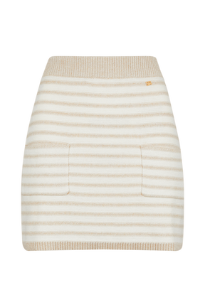 Mini jupe rayée femme Raye ecru/beige vue de face