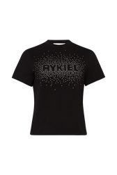 T-shirt col rond logo Sonia Rykiel motif strass femme Noir vue de face