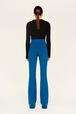 Women Plain Flare Pants Prussian blue back worn view