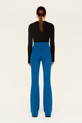 Women Plain Flare Pants Prussian blue back worn view