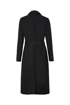 Manteau long noir en laine mélangée Noir vue de dos