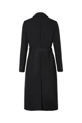 Manteau long noir en laine mélangée Noir vue de dos