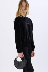 Sac Domino mini en filet strassé Noir vue portée de face