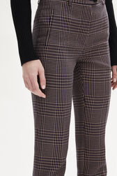 Pantalon coupe cigarette à carreaux prince de galles Carreaux navy/brown vue de détail 3
