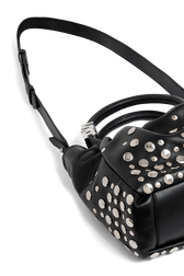 Mini tote bag in leather Black details view 2
