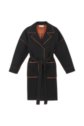 Women Double Face Wool Coat Black front view