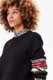 Sweat en coton femme Noir vue de détail 1