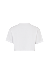 T-shirt crop col rond à manches courtes en jersey de coton Blanc vue de dos