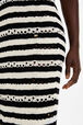Women Striped Openwork Maxi Dress Black/ecru details view 1