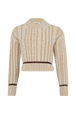 Alpaca Wool Cable Knit Crew-Neck Sweater Ecru front view