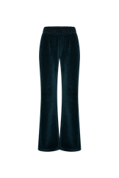 Flared velvet trousers Dark green front view