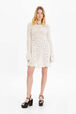 Robe courte rayures ajourées femme Raye ecru/blanc vue portée de face