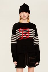 Pull mohair brossé SR femme Noir vue portée de face