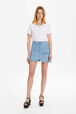 Mini jupe jean femme Stonewashed indigo vue portée de face
