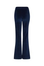 Flared velvet trousers Blue duck back view