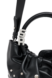 Mini tote bag in leather Black details view 1