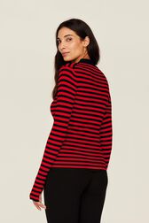Pull chaussette rayé femme Raye noir/rouge vue portée de dos