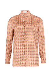 Chemise en satin motif Vintage Papyrus Rose vue de face