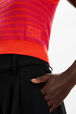 Women Two-Colour Sleeveless Top Striped fuchsia/coral details view 2