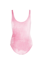 Velvet bodysuit Doll pink back view