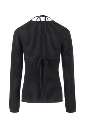 Women Removable Flowers Sweater Black back view