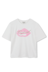 Lips and Signature Tee Ecru front view