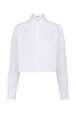 Crop shirt in cotton with long sleeves White front view