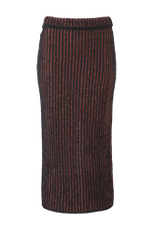 Jupe crayon longue lurex femme Raye noir/bronze vue de face