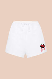 Short motif bouche femme Blanc vue de face