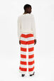Women Two-Coloured Striped Openwork Trousers Striped coral/ecru back worn view