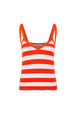 Ribbed striped top with straps Tangerine/white stripe front view