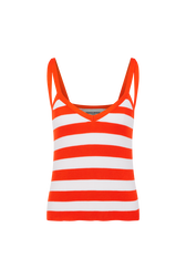 Top bretelle rayé à côtes Rayures tangerine/blanc vue de face