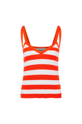 Top bretelle rayé à côtes Rayures tangerine/blanc vue de face