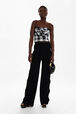 Women Sequined Bustier Black front worn view