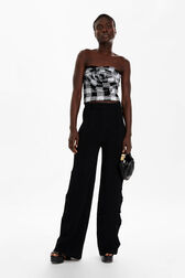 Women Sequined Bustier Black front worn view