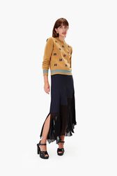 Woolen Long Sleeve Sweater Brun front worn view