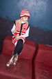 Striped Girl Sleeveless Dress Red/vanilla front worn view