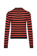 Women Poorboy knitted striped cardigan Striped black/coral back view