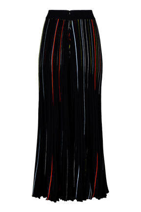 Jupe longue plissée rayée multicolore Noir vue de dos