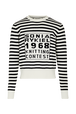 Women Black and White Striped Jumper Black/ecru front view