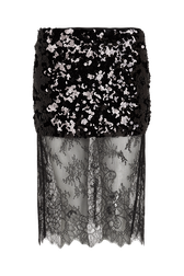 Jupe midi à sequins Noir vue de face