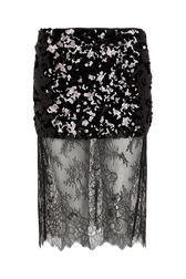 Sequined Midi Skirt Black front view
