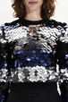 Women's Tricolour Striped Sequin Jumper Black details view 2