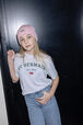 Printed Cotton Girl Oversized T-shirt - Bonton x Sonia Rykiel Grey front worn view