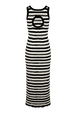 Robe longue rayures ajourées femme Raye noir/ecru vue de dos