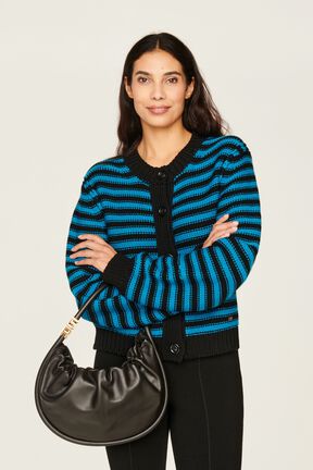 Women Big Poor Boy Striped Cardigan Striped black/pruss.blue details view 1
