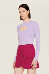 Mini Skirt Tailored Denim Fuchsia Fuchsia details view 2