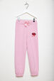 Jogging à broderie fille motif bouche Rose vue de face
