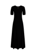 Long knit dress with short sleeves Black back view